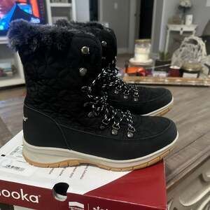 Chooka Belltown Mid Faux Fur Insulated Winter Boots Black